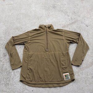 USMC Coyote Frog Marine Corp Shirt Men M Reg Waffle Fleece Quarter Zip Grid